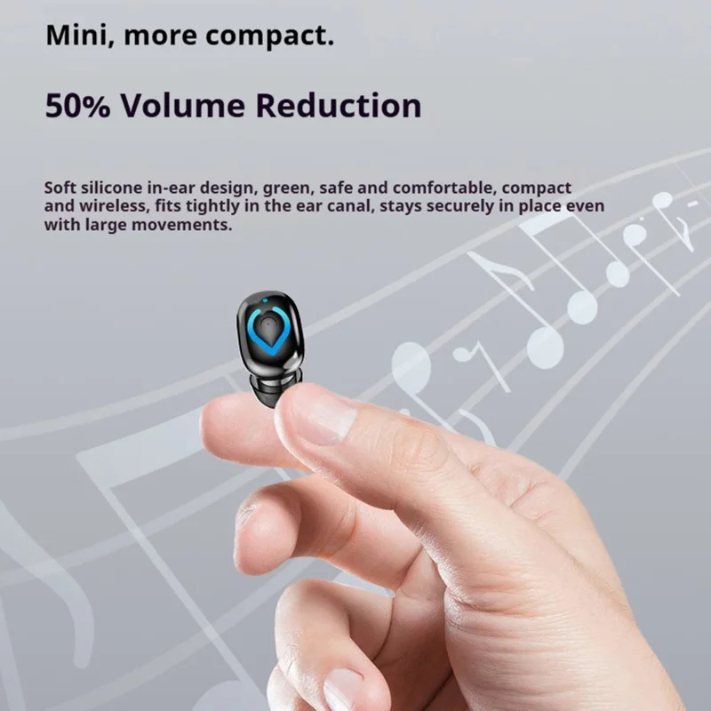 Invisible Single Ear Bluetooth-compatible 6.1 Earbud 20H Wireless Mini Sports Business In-ear Headphone - Black