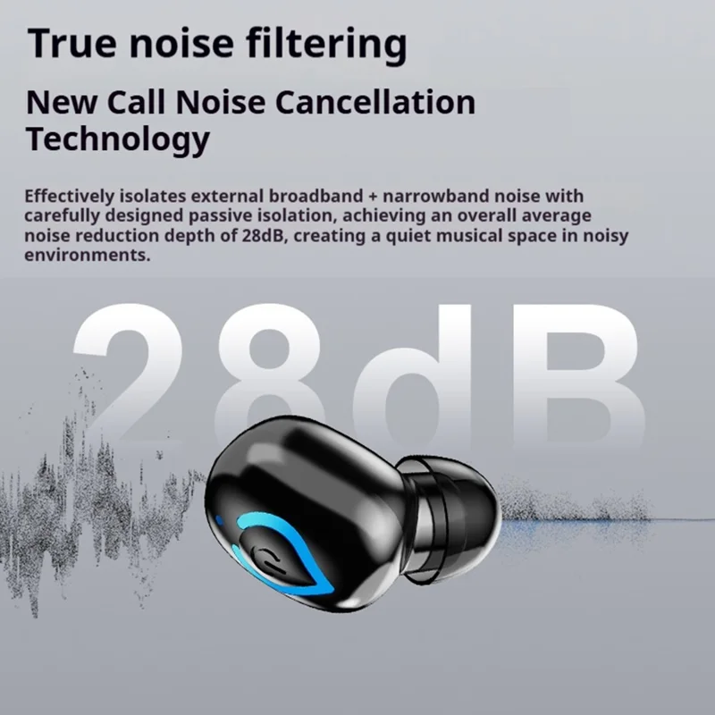 Invisible Single Ear Bluetooth-compatible 6.1 Earbud 20H Wireless Mini Sports Business In-ear Headphone - Black
