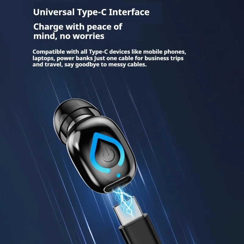 Invisible Single Ear Bluetooth-compatible 6.1 Earbud 20H Wireless Mini Sports Business In-ear Headphone - Black