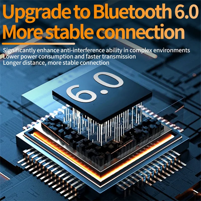 Auricolare Bluetooth 6.0 con Gancio per l'Orecchio, Auricolare Aperto Girevole di 180° con Display LED, per Sport e Corsa - Blu
