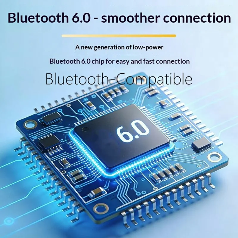 Enkelt øre Bluetooth 6.0 ørekløerhovedtelefon med LED-display, støjreducerende trådløs forretnings- og sportsheadset - Sort