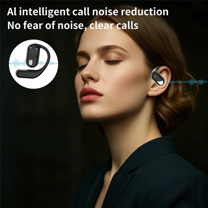 Q16H3 Ear Hook Bluetooth-compatible 5.3 Earbuds Open-Ear AI Translation Wireless Earphones - Black