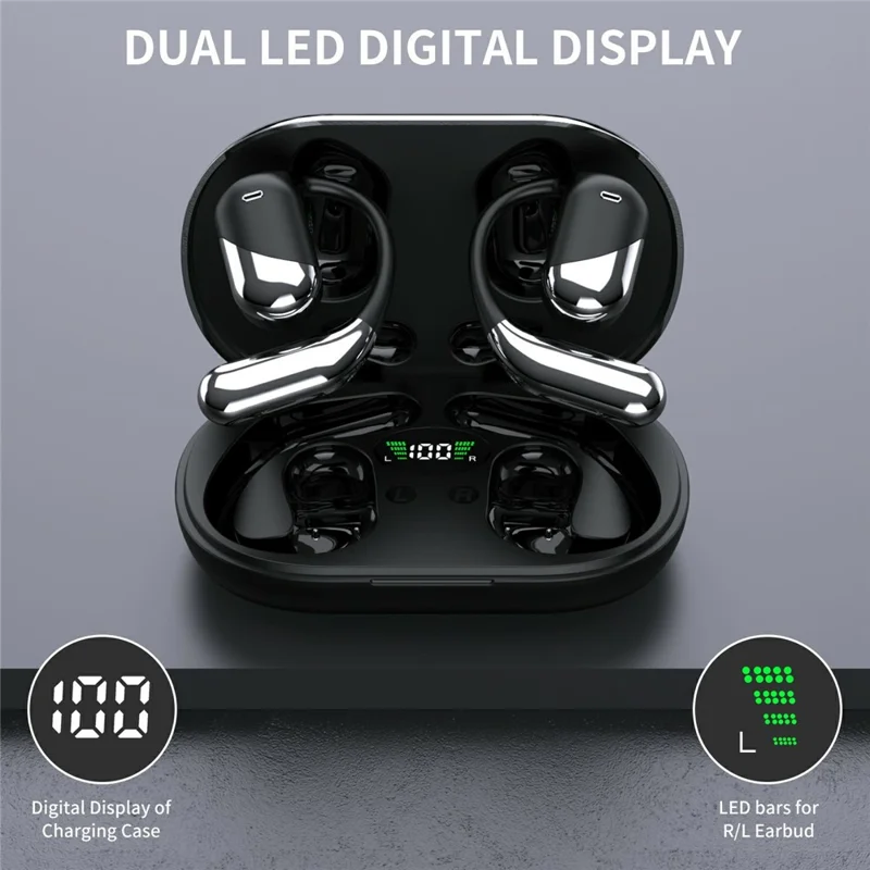 Q16H3 Ear Hook Bluetooth-compatible 5.3 Earbuds Open-Ear AI Translation Wireless Earphones - Black