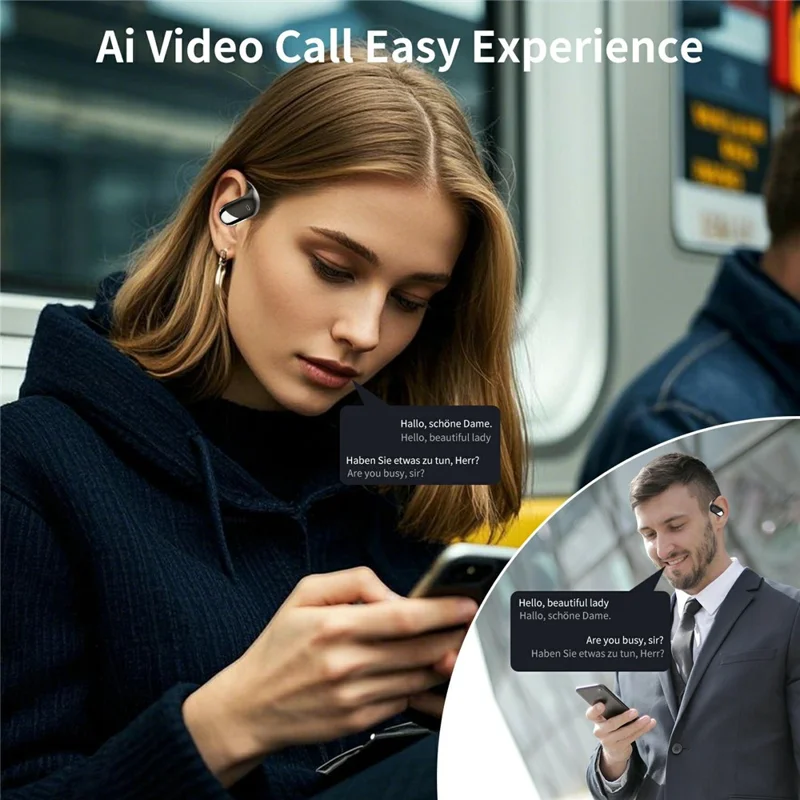 Q16H3 Ear Hook Bluetooth-compatible 5.3 Earbuds Open-Ear AI Translation Wireless Earphones - Black
