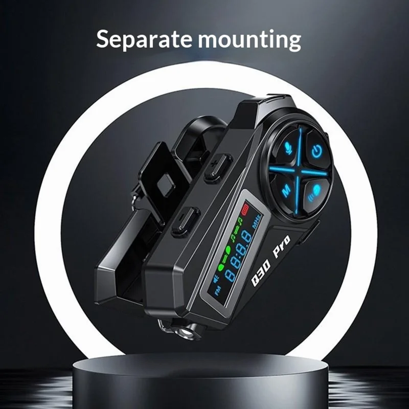 Q30 Pro Motorcycle Helmet Headset with Soft Hard 2 in 1 Mic Bluetooth-compatible Intercom Earphones IP56 Waterproof Headset - Black