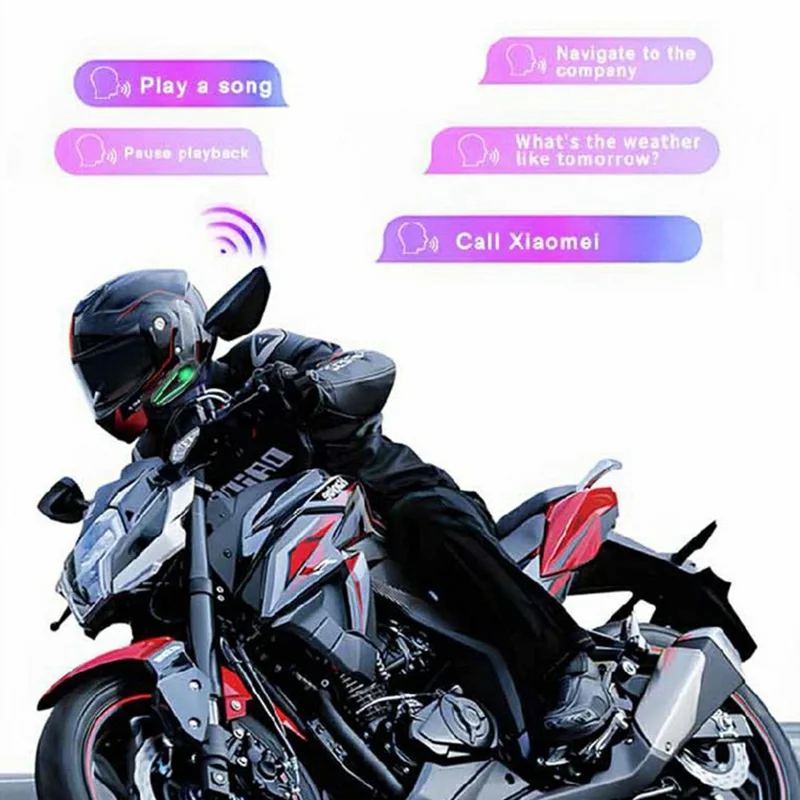 S7 Helmet Bluetooth-compatible Headset Hard Microphone IP67 Waterproof Noise Cancelling Motorcycle Intercom Earphone for Riding (No Memory Card)- Black