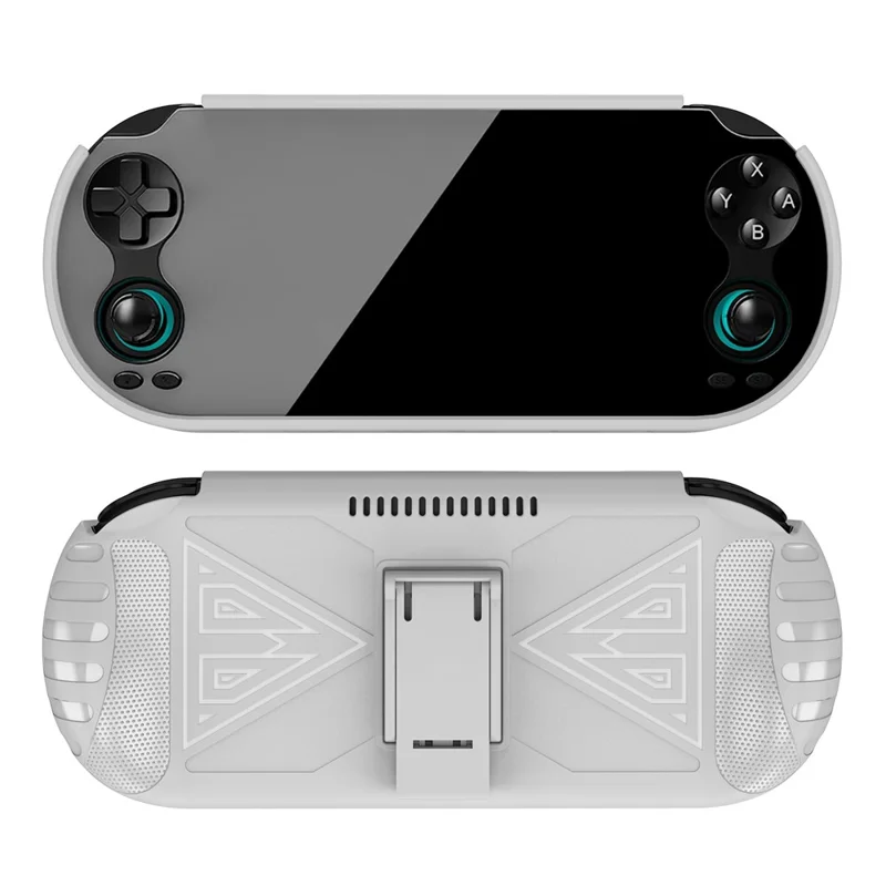 TPU Protective Case for Anbernic RG VITA  /  RG VITA Pro Handheld Gaming Console Triangle Support Shockproof Cover with Stand - White