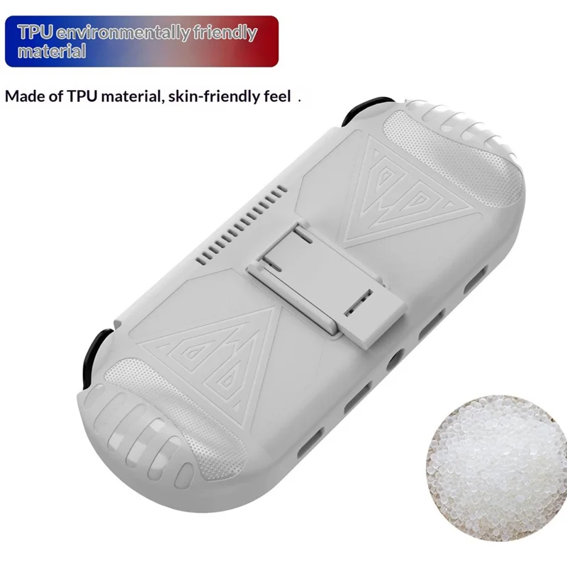 TPU Protective Case for Anbernic RG VITA  /  RG VITA Pro Handheld Gaming Console Triangle Support Shockproof Cover with Stand - White