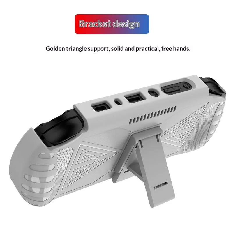 TPU Protective Case for Anbernic RG VITA  /  RG VITA Pro Handheld Gaming Console Triangle Support Shockproof Cover with Stand - White