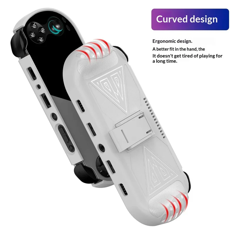 TPU Protective Case for Anbernic RG VITA  /  RG VITA Pro Handheld Gaming Console Triangle Support Shockproof Cover with Stand - White