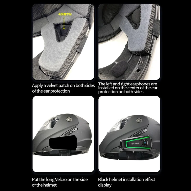 HENGJIANG A1 Motorcycle Helmet Earbuds with Hard Mic Bluetooth-compatible IPX7 Waterproof Headset (No Memory Card) - Black