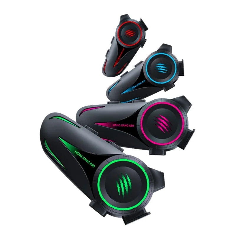 HENGJIANG A50 Waterproof 3D Surround Sound Bluetooth-compatible Motorcycle Helmet Headset with Soft Mic (without Memory) - Black