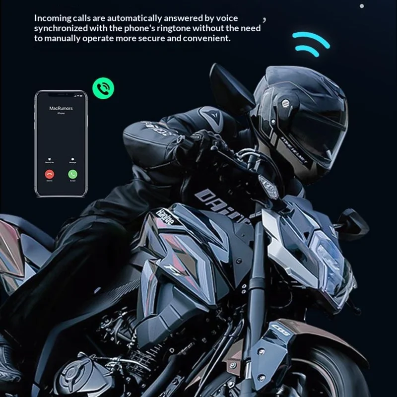 HENGJIANG A50 Waterproof 3D Surround Sound Bluetooth-compatible Motorcycle Helmet Headset with Soft Mic (without Memory) - Black