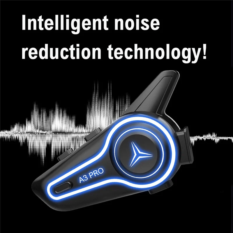 A3 PRO Motorradhelm Bluetooth-Headset IP67 wasserdicht Sprechgarnitur mit 2-in-1-Mikrofon (ohne Speicher) – Schwarz