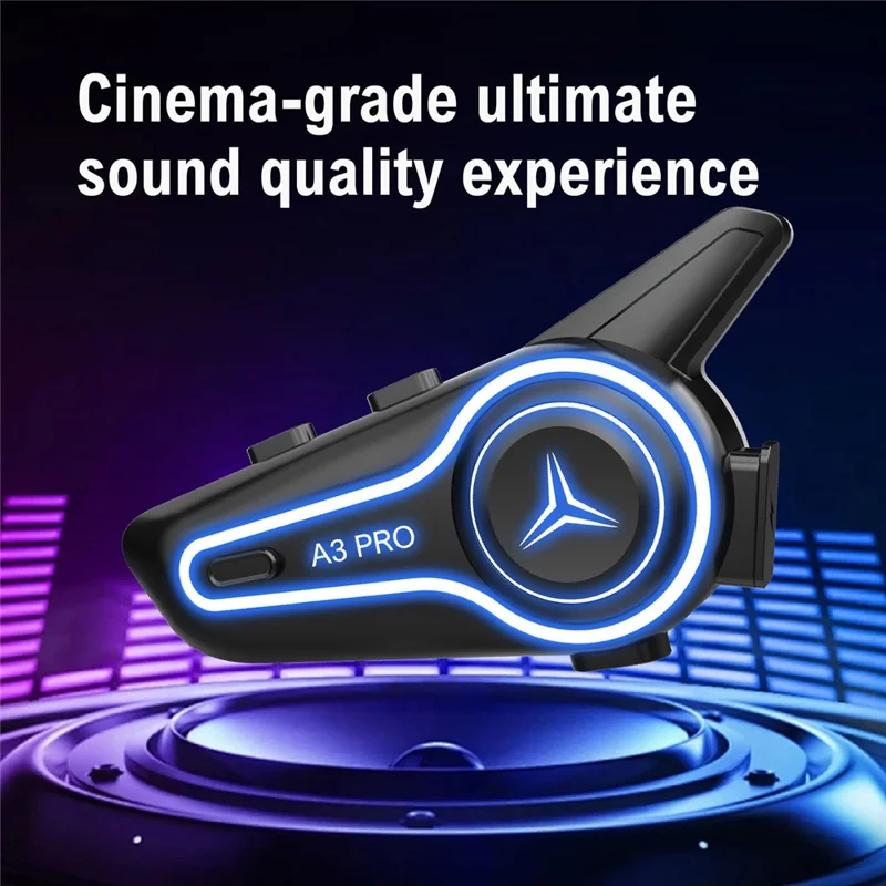 A3 PRO Motorradhelm Bluetooth-Headset IP67 wasserdicht Sprechgarnitur mit 2-in-1-Mikrofon (ohne Speicher) – Schwarz