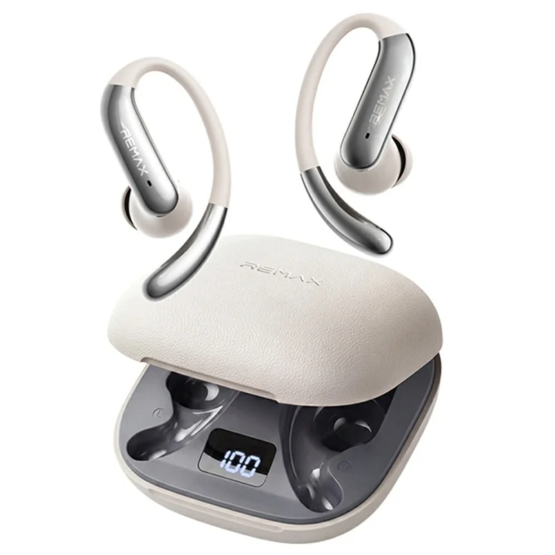REMAX OWS-28 Open Ear Earhook Wireless Earbuds ANC ENC Noise Cancelling IPX5 Waterproof Headset for Sports - Grey