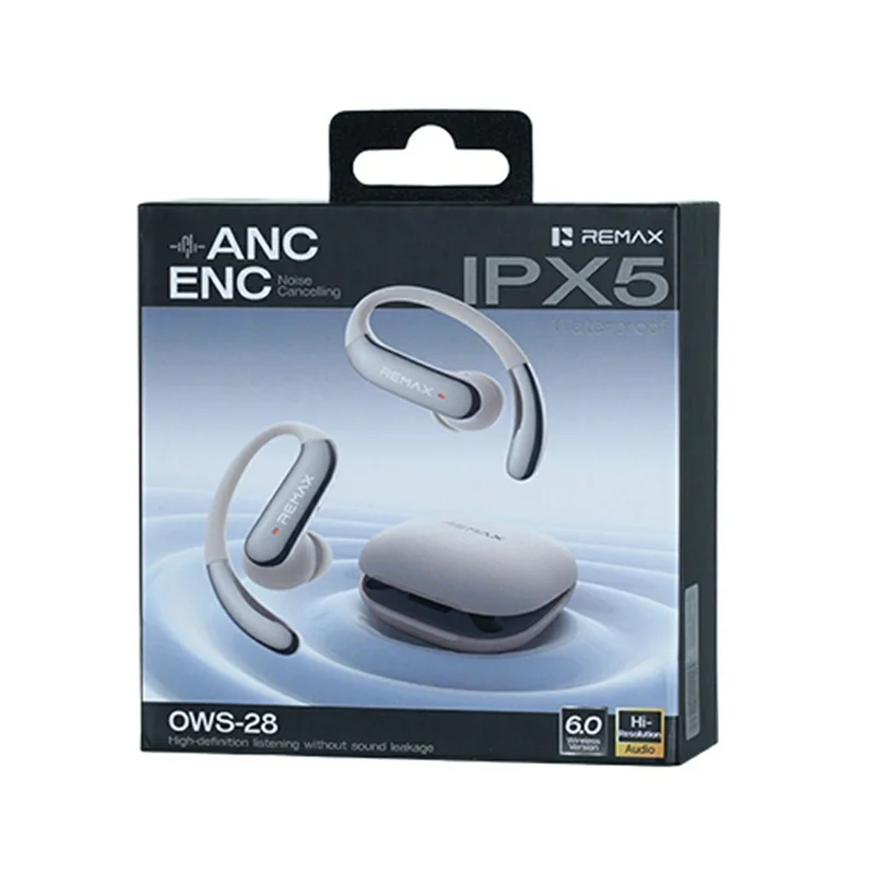 REMAX OWS-28 Open Ear Earhook Wireless Earbuds ANC ENC Noise Cancelling IPX5 Waterproof Headset for Sports - Grey