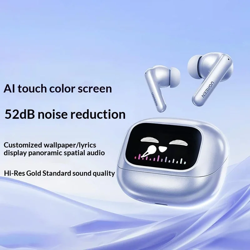 UGREEN WS211 HiTune T6 Magic In-Ear Bluetooth-compatible Earbuds ANC ENC Noise Cancelling Smart Touch Screen Headset for Gaming Sports - White