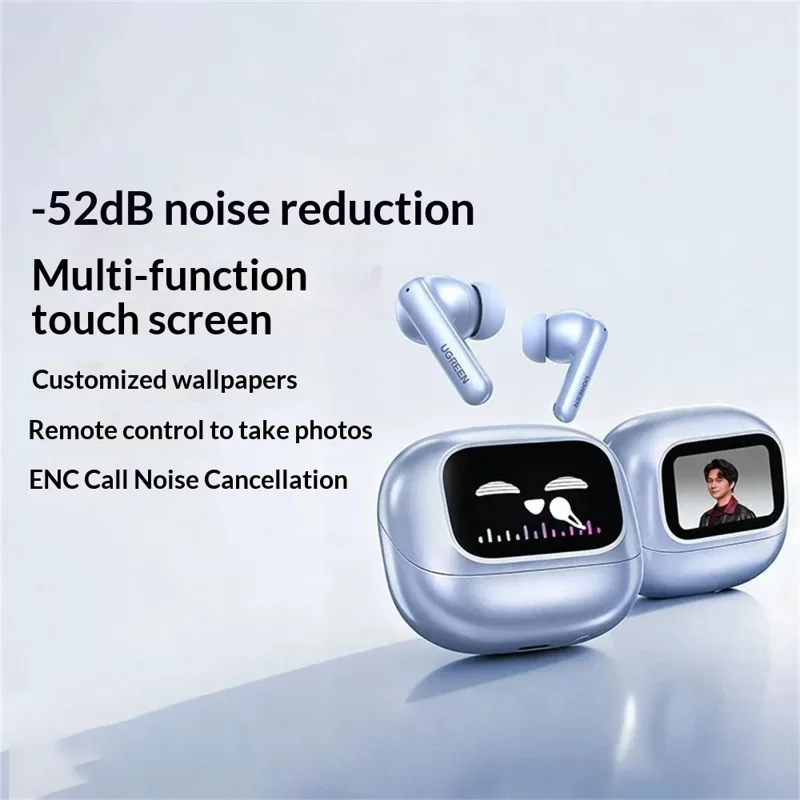 UGREEN WS211 HiTune T6 Magic In-Ear Bluetooth-compatible Earbuds ANC ENC Noise Cancelling Smart Touch Screen Headset for Gaming Sports - White