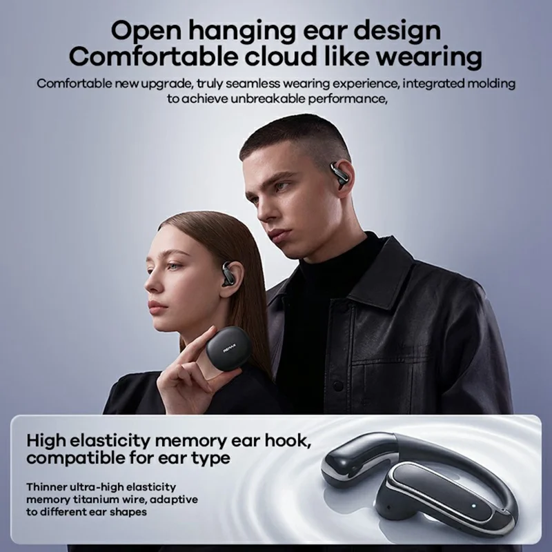REMAX OWS-17 Open-Ear-Kopfhörer Bluetooth 6.0 Hi-Resolution Audio Gaming-Modus Ohrbügel-Ohrhörer – Schwarz