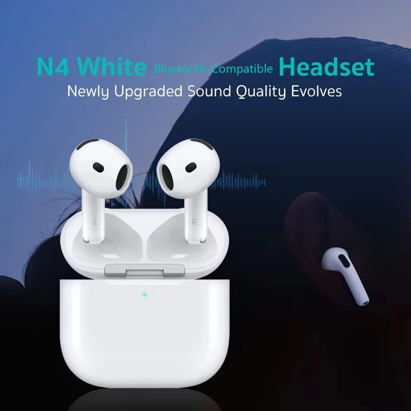 COTECI N4 Bluetooth-совместимые наушники с ANC, функцией беспроводной зарядки и обнаружения в ухе, TWS-наушники — белые