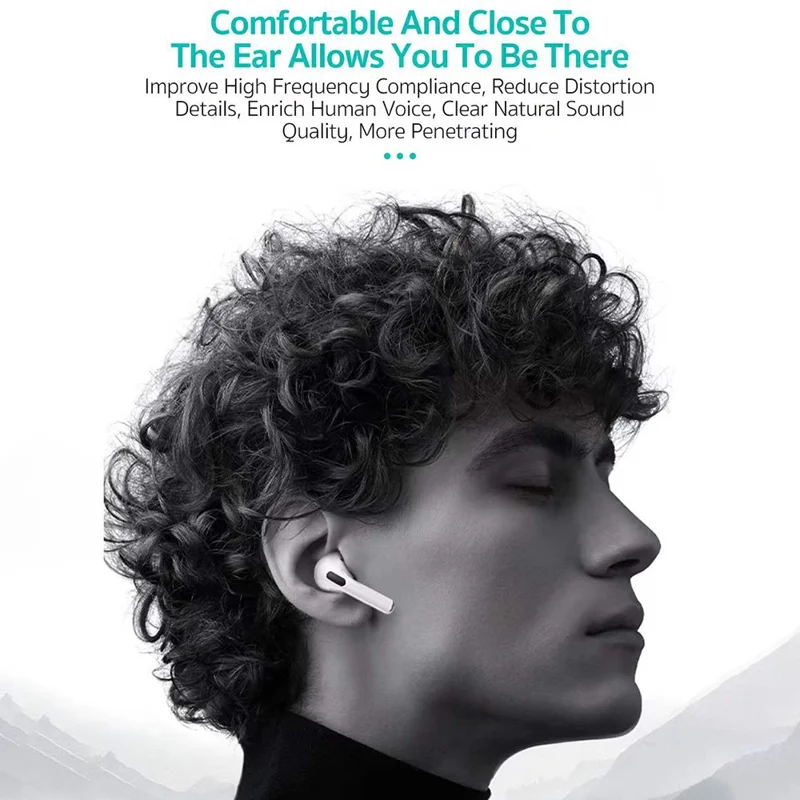 COTECI Smart Pods Pro2 TWS Bluetooth-compatible Earbuds Noise Cancelling USB-C Charging Earphones for Music - White