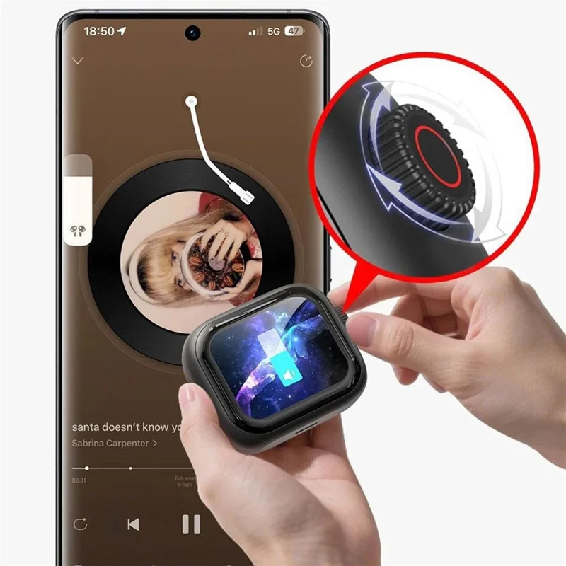 HTC NE40 134 Languages AI Translation Earbuds Noise Cancellation Bluetooth-compatible 6.0 Earbuds with 2.0 Inch HD Screen Charging Case - Black