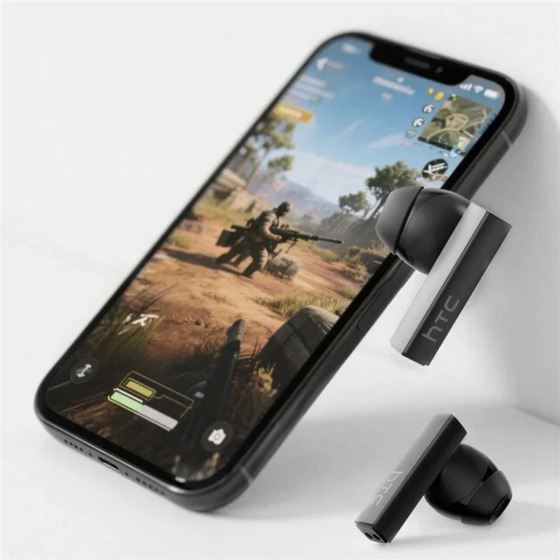 HTC NE40 134 Languages AI Translation Earbuds Noise Cancellation Bluetooth-compatible 6.0 Earbuds with 2.0 Inch HD Screen Charging Case - Black