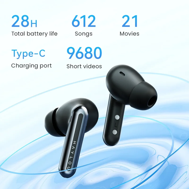 HAYLOU Mori Plus T016 Bluetooth-compatible 6.0 Earbuds ANC 28H Battery Hi-Fi Wireless Earphones - Black