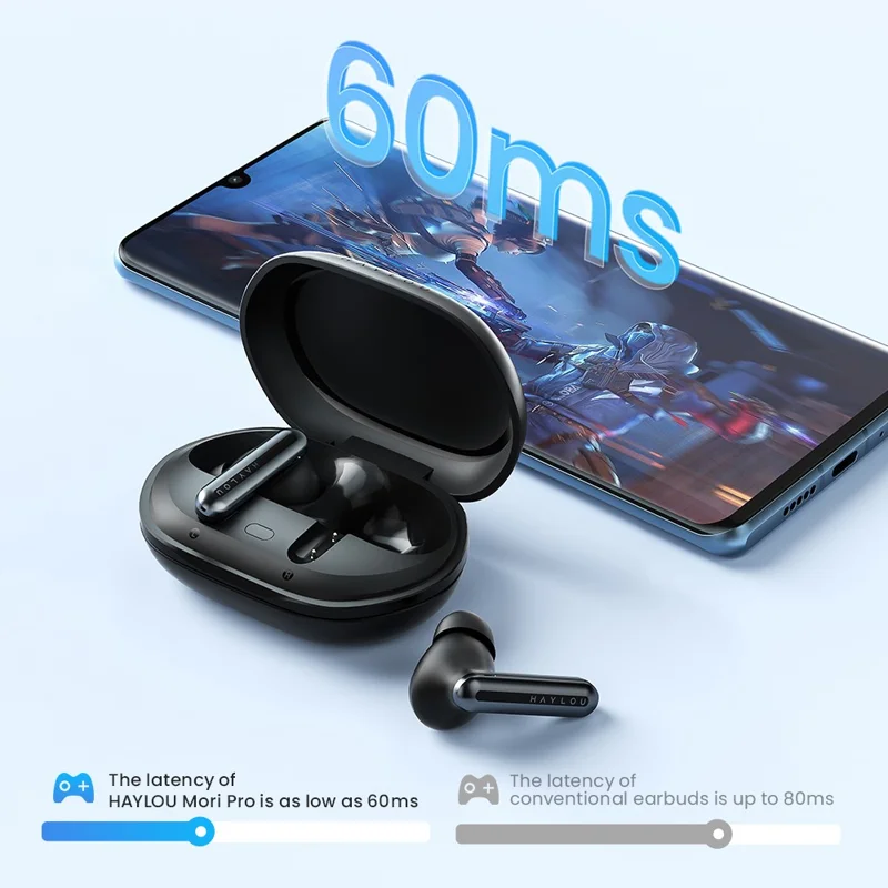 HAYLOU Mori Plus T016 Bluetooth-compatible 6.0 Earbuds ANC 28H Battery Hi-Fi Wireless Earphones - Black