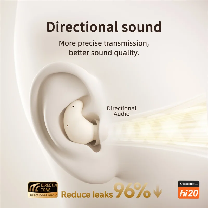 HILEO Hi20 Écouteurs pour le sommeil avec bruit blanc, écouteurs TWS Bluetooth avec annulation active du bruit - Noir