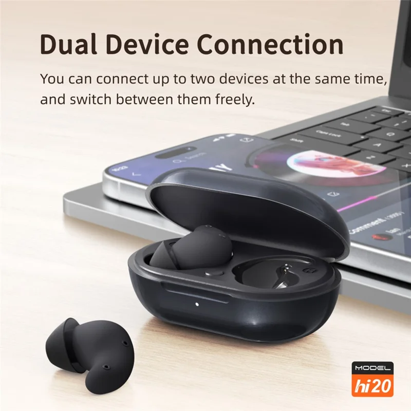 HILEO Hi20 Écouteurs pour le sommeil avec bruit blanc, écouteurs TWS Bluetooth avec annulation active du bruit - Noir