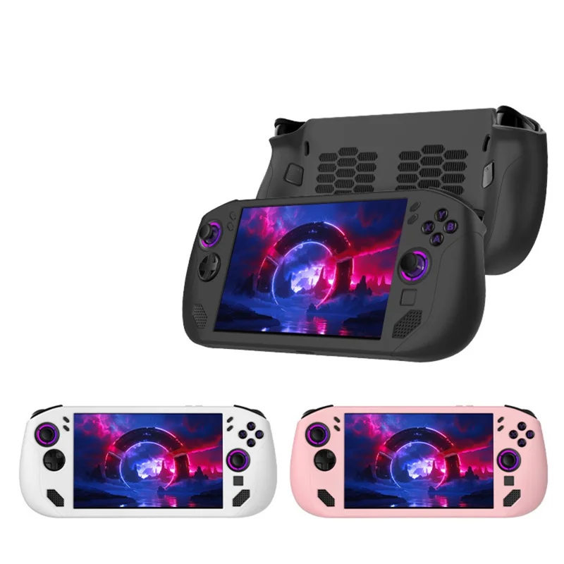 Coque en silicone pour console de jeu portable Lenovo Legion GO S - Étui de protection antipoussière et antidéflagrant avec conception thermique arrière - Noir