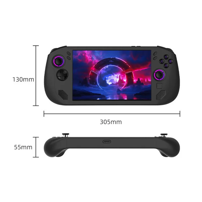 Coque en silicone pour console de jeu portable Lenovo Legion GO S - Étui de protection antipoussière et antidéflagrant avec conception thermique arrière - Noir