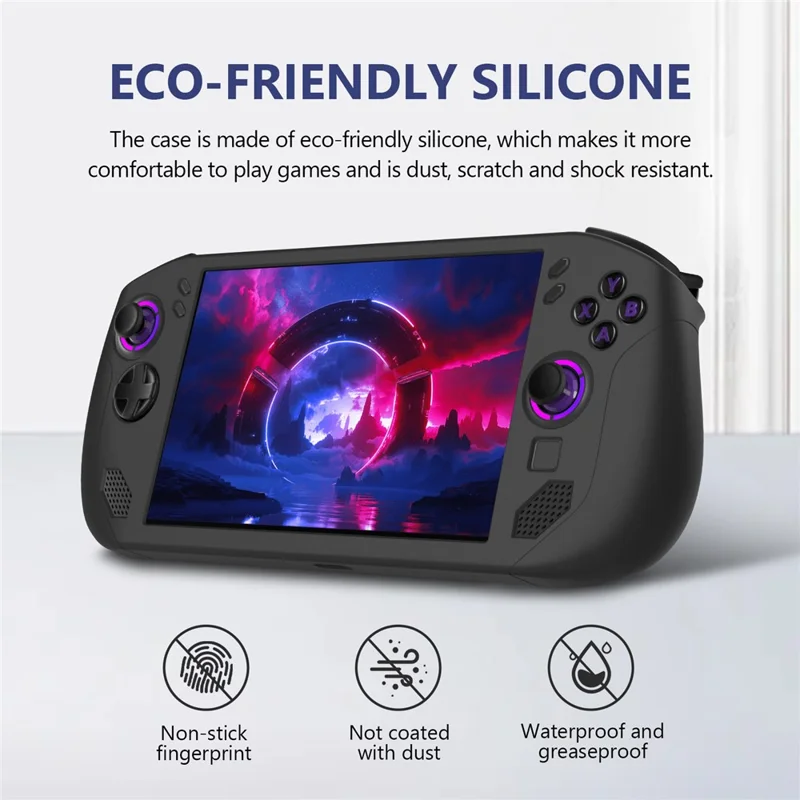 Coque en silicone pour console de jeu portable Lenovo Legion GO S - Étui de protection antipoussière et antidéflagrant avec conception thermique arrière - Noir