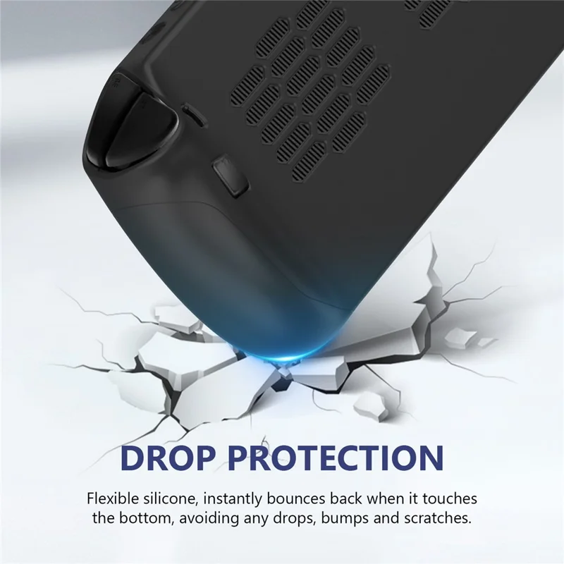 Coque en silicone pour console de jeu portable Lenovo Legion GO S - Étui de protection antipoussière et antidéflagrant avec conception thermique arrière - Noir
