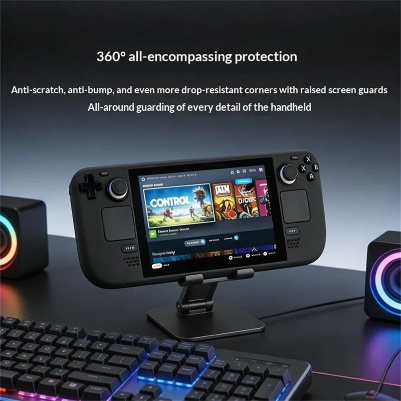 لـ Steam Deck / Steam Deck OLED غطاء سيليكون 360 درجة واقي مقاوم للانزلاق ومضاد للصدمات - أسود