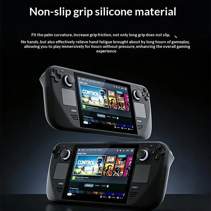لـ Steam Deck / Steam Deck OLED غطاء سيليكون 360 درجة واقي مقاوم للانزلاق ومضاد للصدمات - أسود