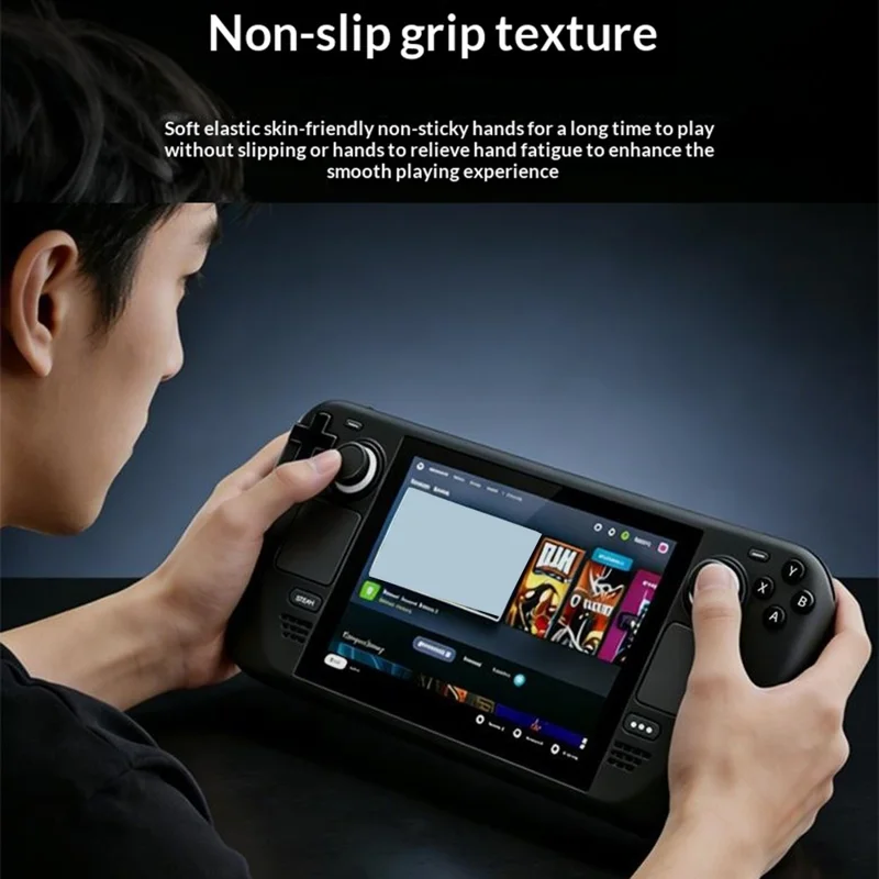 لـ Steam Deck / Steam Deck OLED غطاء سيليكون 360 درجة واقي مقاوم للانزلاق ومضاد للصدمات - أسود