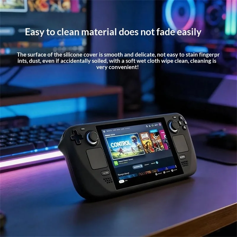 لـ Steam Deck / Steam Deck OLED غطاء سيليكون 360 درجة واقي مقاوم للانزلاق ومضاد للصدمات - أسود