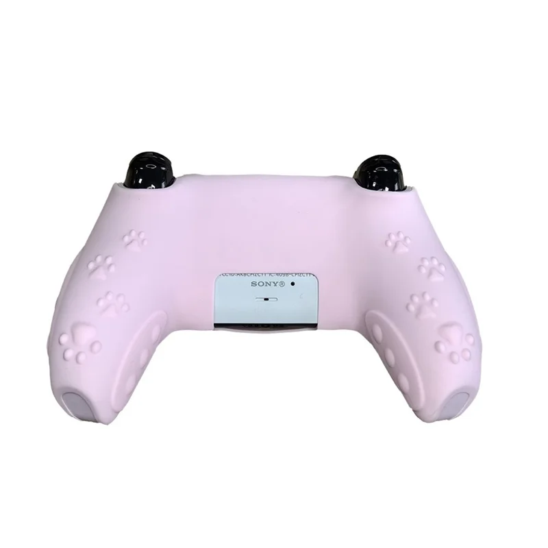غطاء سيليكون لجهاز Sony PlayStation 5 بتصميم أذن قط مع أغطية مقبض الإبهام - وردي