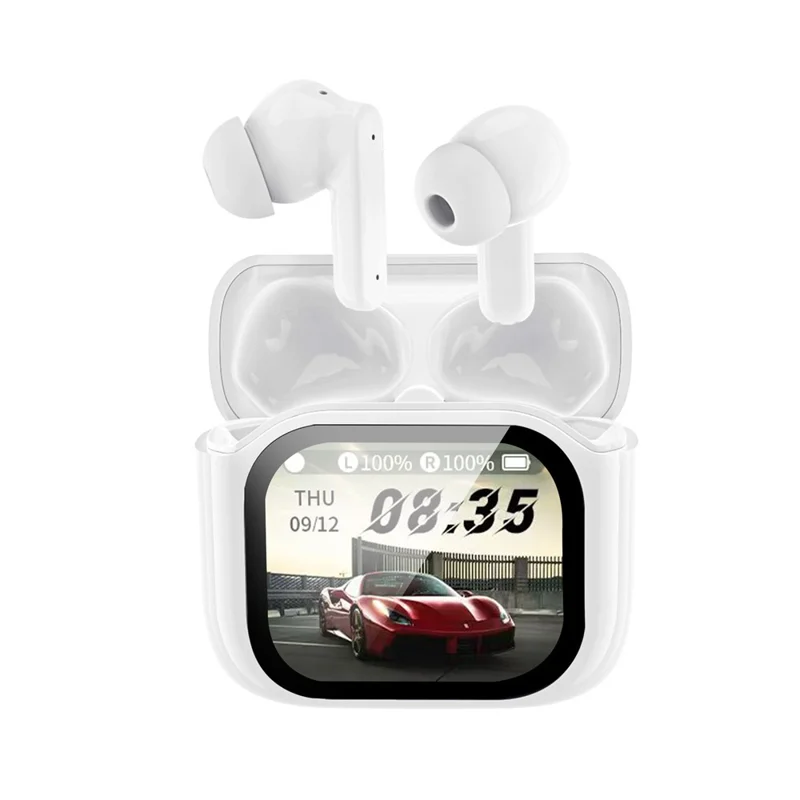 Bluetooth-compatible 5.4 Earbuds Screen Touch Control AI Translation 130 Languages In-Ear Headset for Travel Business - White