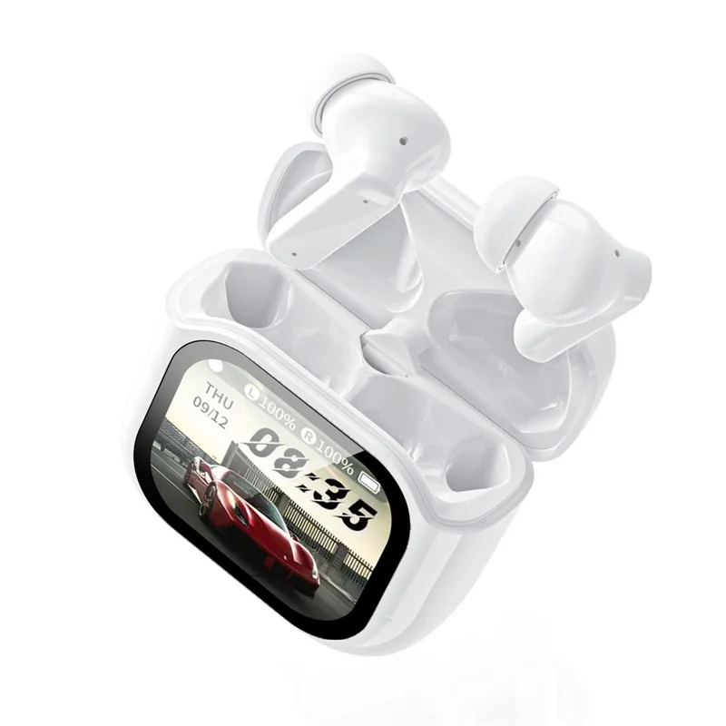 Bluetooth-compatible 5.4 Earbuds Screen Touch Control AI Translation 130 Languages In-Ear Headset for Travel Business - White
