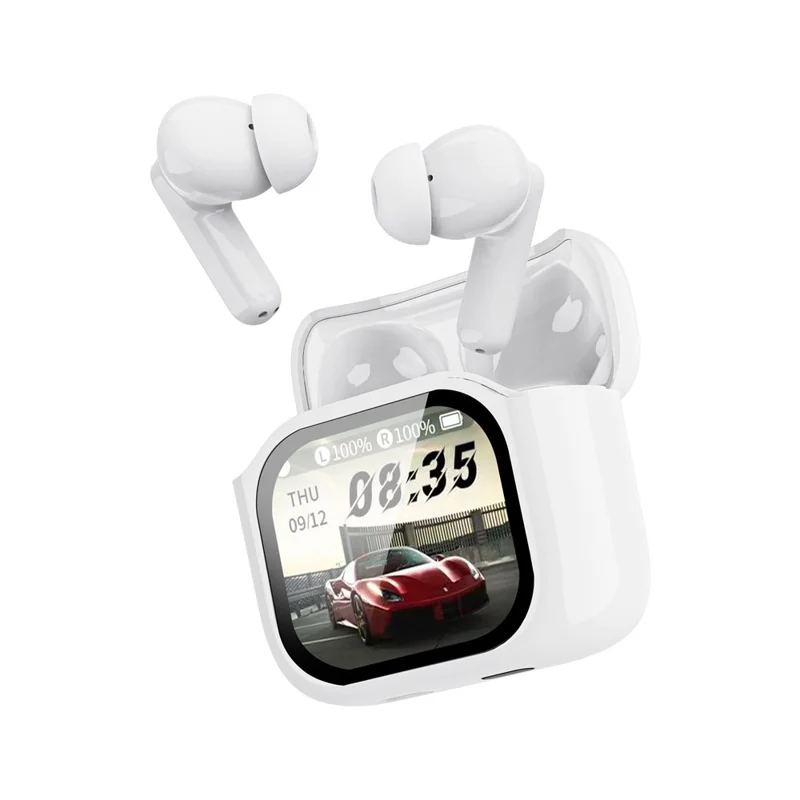 Bluetooth-compatible 5.4 Earbuds Screen Touch Control AI Translation 130 Languages In-Ear Headset for Travel Business - White