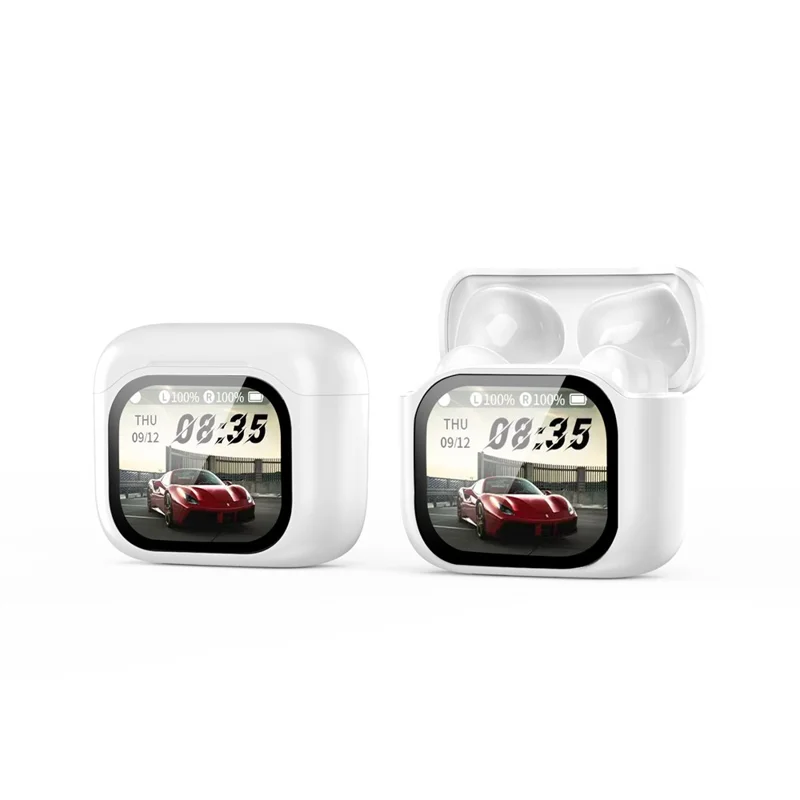 Bluetooth-compatible 5.4 Earbuds Screen Touch Control AI Translation 130 Languages In-Ear Headset for Travel Business - White