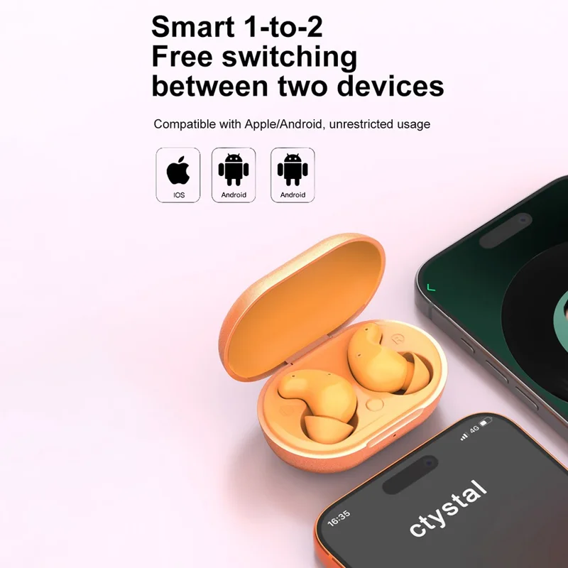 S1 Cuffie per il Sonno con Rumore Bianco, Cancellazione Attiva del Rumore ANC, Impermeabili IPX5, Cuffie Bluetooth - Arancione