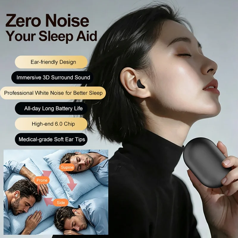 S1 Cuffie per il Sonno con Rumore Bianco, Cancellazione Attiva del Rumore ANC, Impermeabili IPX5, Cuffie Bluetooth - Arancione