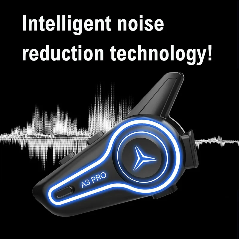 A3 PRO Helmet Bluetooth-compatible Earphones with Soft Mic Motorcycle Waterproof Wireless Headset for Delivery Riders (No Memory Card) - Black