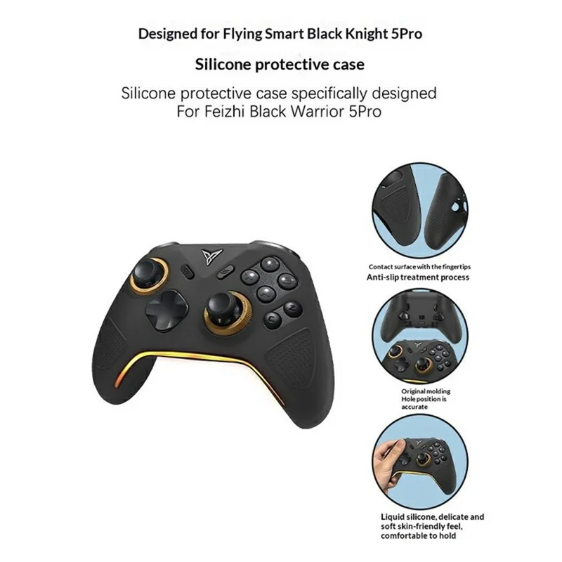 Silikonhülle für Flydigi Black Warrior 5 Pro Gamepad, 360-Grad-Vollschutz, rutschfeste, stoßfeste Abdeckung – Schwarz