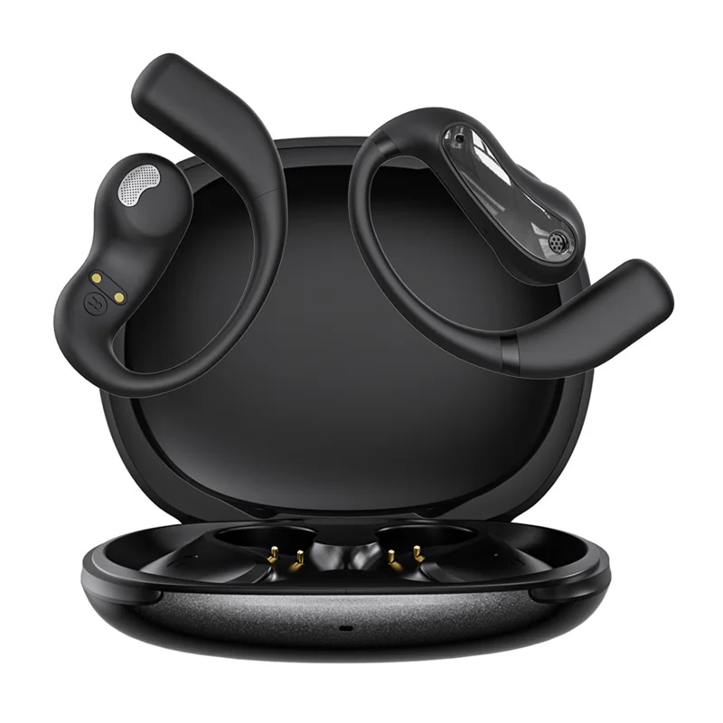 Bluetooth-compatible 5.4 Ear Hook Earbuds LED Display AI Translation Open-Ear Headphones for Business Sports - Black